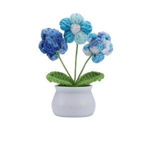 Unique Bargains Artificial Plants Hand-Knit Puff Flower Pot DIY Kit Yarn 1.97"x1.97"x5.51" 1 Pcs - 1 of 4