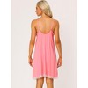 cheibear Women's V Neck Lace Trim Solid Color Pajama Sleepdress Nightgown - 3 of 4
