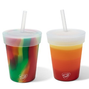 Silipint: Kids Straw Tumblers 8oz: 2 Pack - Marigold & Hibiscus - 1 of 4