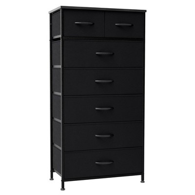 Crestlive Products 7 Drawers Vertical Dresser for Bedroom Storage Tower with Sturdy Steel Frame Wood Top Easy Pull Fabric Bins Handles