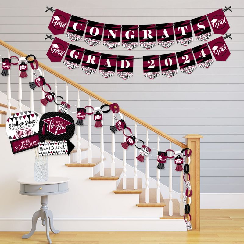 Big Dot of Happiness Maroon Grad - Best is Yet to Come - Banner and Photo Booth Decor - 2024 Burgundy Grad Party Supplies Kit - Doterrific Bundle, 3 of 8