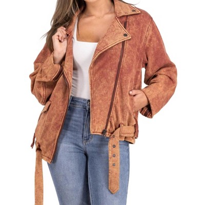 Women's Push Through Asymmetrical Zip Moto Jacket - Oli & Hali