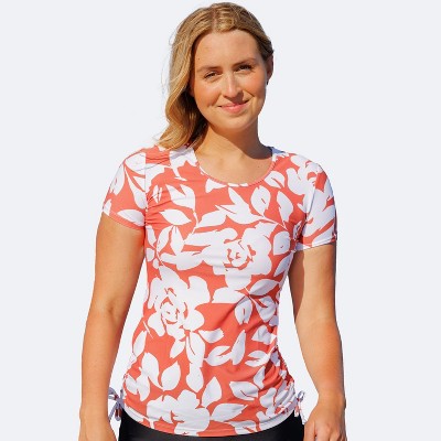 Calypsa Women's Plus Size UPF 50+ Short Sleeve Adele Swim Top