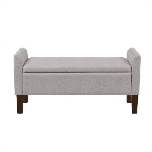 TiramisuBest Classic Cherry Wood Entryway Bench with Fabric Upholstered Seat, 1-Piece Dining Furniture, Traditional Style - 1 of 4