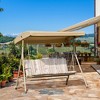 Outsunny 3 Person Outdoor Porch Swing Lounge Chair Bench with Canopy Top- Brown - 3 of 4