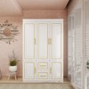 Keloyid White Wood 47.24 in. Armoire with 2 Drawers, 6 Shelves and Hanging Rods - 3 of 4