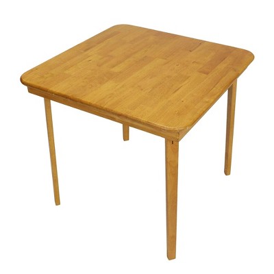 Oak Finish Solid Wood Folding Card Table, 32" Square