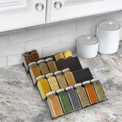 Medium Silver Metallic 4-Tier Spice Drawer Organizer