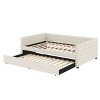 TIRAMISUBEST Full Size Daybed with Twin Size Trundle, Upholstered Tufted Daybed Frame Sofa Bed with Button & Copper Nail on Square Arms - 3 of 4