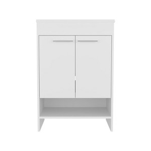 SEVOBAL Bathroom Vanities 60cm Floor Vanities with Four Drawers and Two Open Shelves for Bathroom Storage, White, 37.41"*23.23"*12.6" - 1 of 4