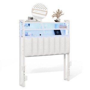 Karl Home Twin Full Queen King Size Headboard, Adjustable Upholstered Headboard with 3 Tier Shelves and Pegboard with Charging Stations and LED Lights - 1 of 4
