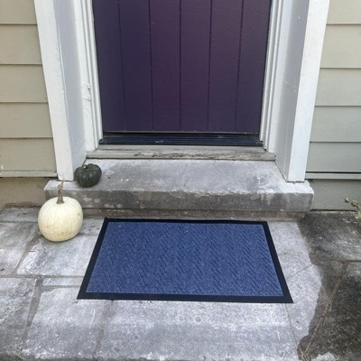 Mohawk Home Striped Utility Mat Indigo Indoor/Outdoor 36 in. x 48 in. Utility Door Mat, Blue
