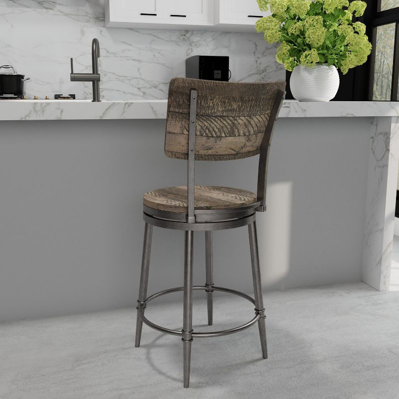 Jennings Wood and Metal Swivel Counter Height Barstool Rubbed Pewter Gray - Hillsdale Furniture, 6 of 14