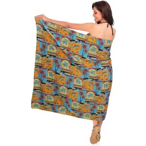 LA LEELA Women's Summer Beachwear Sarong Bikini Wraps Swim Cover Up Skirt Wrap Swimwear Swimsuit Beach Coverups for Women One Size Plus Multi,Leaf - 1 of 4