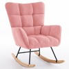 Rocking Chair, Faux Fur Upholstered Glider Rocker, Padded Cushioned Seat Rocking Accent Chair with High Backrest, Comfy Reading Chair - 2 of 4