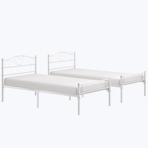 VECELO 2 Pcs Twin Metal Platform Bed Frame Mattress Foundation with Heavy Duty Support, White/Black/Gold - 1 of 4