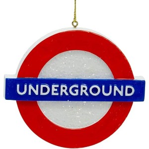 Kurt Adler Resin Ornament for Christmas Tree, London Underground Roundel, 3.6" - 1 of 4