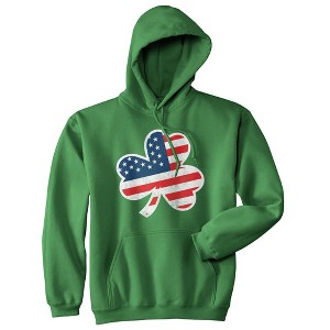 American Flag Shamrock Hoodie Funny St Patricks Day Parade Green are Proud of Graphic Sweatshirt - Crazy Dog Hoodie - 1 of 4