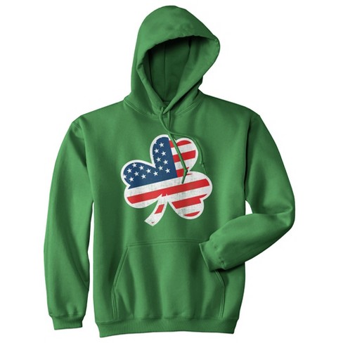 American Flag Shamrock Hoodie Funny St Patricks Day Parade Green are Proud of Graphic Sweatshirt - Crazy Dog Hoodie - image 1 of 4