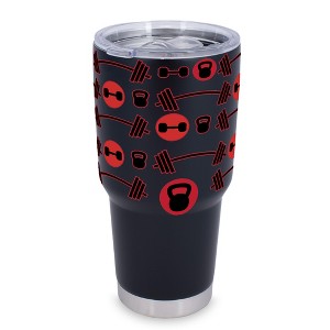 100 North 30 Ounce Stainless Steel On the Go Travel Tumbler With Push Top Lid, Workout Weights Black - 1 of 4