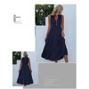 Women's Summer Sleeveless Button Down Cotton Tank Dress Loose A-Line Tiered Tunic Beach Dress - 4 of 4