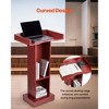 VEVOR Podium Stand, 41-Inch Wooden Lectern, Laptop Desk with Wide Reading Surface and Storage Shelf, Edge Stopper, Elegant Design, Brown - 4 of 4