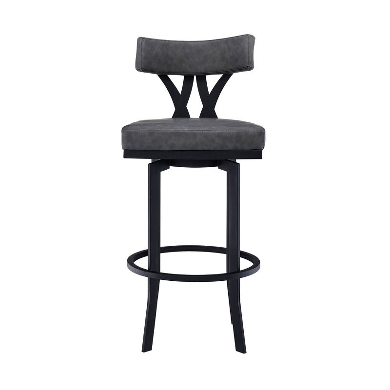 26&#34; Natalie Faux Leather Metal Counter Height Barstool Gray/Black - Armen Living, 3 of 12