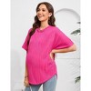 Women's Maternity Shirts Casual Breathable Loose Textured Raglan Short Sleeve Shirt Crew Neck Spring Summer Pregnancy Tops - 3 of 4