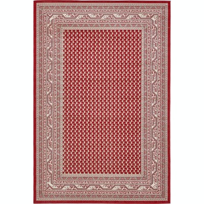 Red and Ivory Braided Synthetic 6' x 9' Rectangular Area Rug