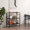 Costway 1/2 PCS 3-Tier Folding Shelf Free DIY Design Shelving Unit with 4 Universal Wheels Kitchen Black - image 4 of 4