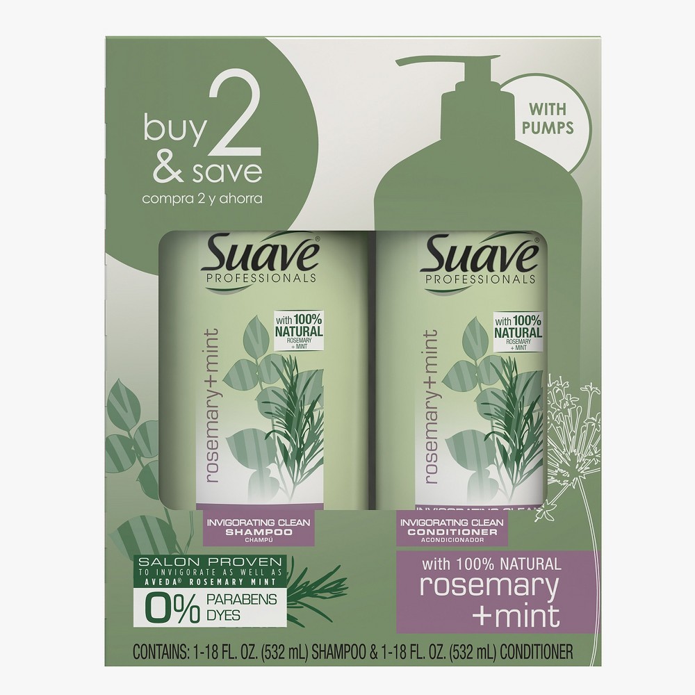 Suave Professionals Shampoo and Conditioner Rosemary Mint 18 oz, 2 ct