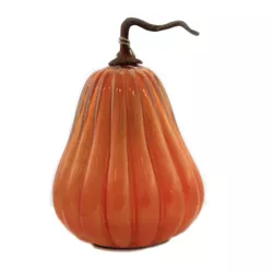 Fall 11.0" Pumpkin/Gourd Glass Orange Tl Glitz Thanksgiving  -  Decorative Figurines