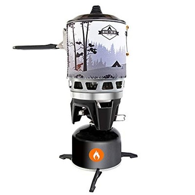 HikeCrew Portable Gas Powered Stove top & Cooking System, Compact Camping Cooktop with 0.8L Pot, Silicone Lid, Folding Handle & Carry Bag