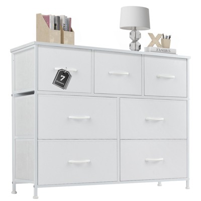 NicBex Dresser for Bedroom,Chest of Drawers with Fabric Bins and Black Metal Handles Design,Fabric Storage Dressers for Bedroom
