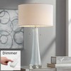 Possini Euro Design Miriam Modern Table Lamp 28 1/2" Tall Aqua Blue Fluted Glass with Table Top Dimmer White Drum Shade for Bedroom Living Room House - 2 of 4