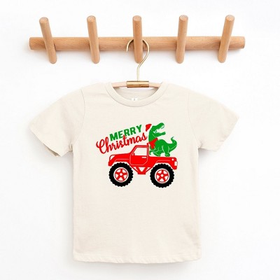 The Juniper Shop Christmas Dino Truck Youth Short Sleeve Tee