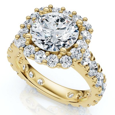 Pompeii3 Certified 3Ct Lab Created Cushion Halo Diamond Engagement Ring 14k Gold/Platinum
