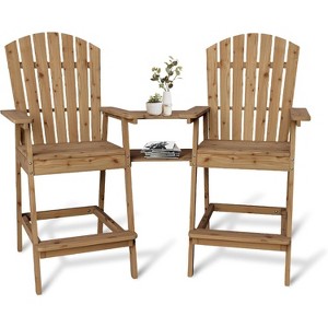 Nasitip Adirondack Barstools Set of 2 with Tray - 350LB Capacity, Wooden Bar Height Chairs for Deck, Patio & Backyard - 1 of 4