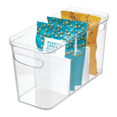 iDesign Linus Clear Divided Stackable Bins with Handles