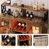 Bar Cabinet with LED Lights & USB Ports - Wine & Liquor Cabinet for Home, Rustic Farmhouse Style, Alcohol, Glass Holder,Brown - 4 of 4