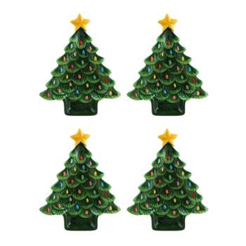 Mr. Christmas 8.75" Set of 4 Ceramic Nostalgic Tree Plates