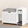 Litter Box Enclosure, Wooden Metal Frame Hidden Litter Box Cabinet with Storage, Top Opening and Cushion, Cat House - 2 of 4