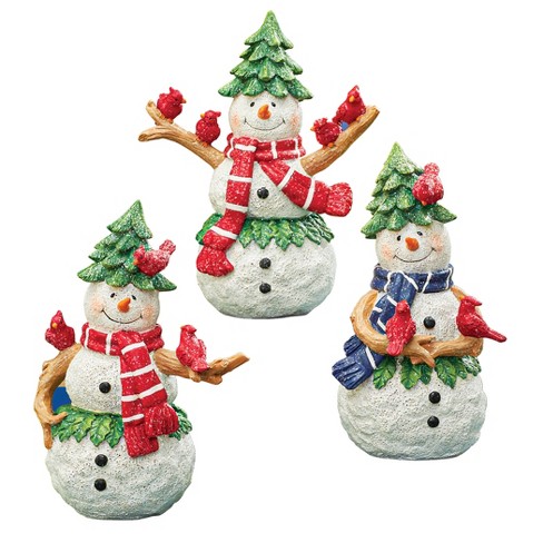 Collections Etc Festive Tree Snowmen Holiday Figurines - Set Of 3 4.75 ...