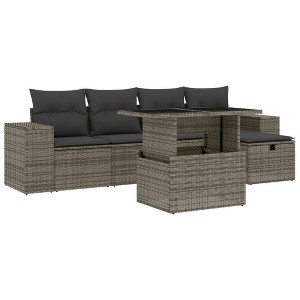 vidaXL Patio Sofa Set Adjustable Feet Outdoor Sofa Set Rectangular - 1 of 4