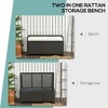 34 Gallon Outdoor Wicker Storage Bench Deck Box, PE Rattan Patio Furniture Pool Storage Bin Container with Interior Waterproof Cloth Bag - 4 of 4