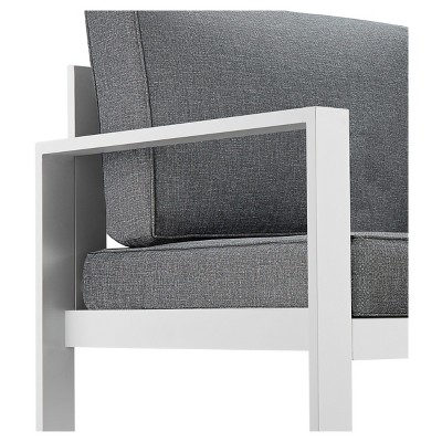 Baltic White Metal Outdoor Sofa with Gray Cushions
