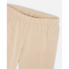 Deux par Deux Girl Organic Cotton Legging Beige with Blue Flowers - 4 of 4