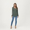 Anna-Kaci Women's Long Sleeve V-Neck Knit Top with Lace Trim Detailing on Sleeves - 3 of 4