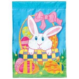 Magnolia Garden Bunny in Easter Basket Front Back 13 x 18 Inch Polyester Garden Flag - 1 of 2