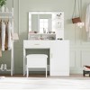 Vanity Desk, Makeup Vanity Desk with Mirror & 9 LED Light Bulbs, Large Drawers and Three Level Storage & Tiers of Open Shelves for Bedroom, White - 4 of 4
